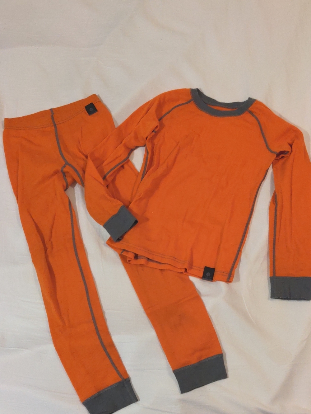 Mountain Warehouse Merino Kids Orange and Gray Long Sleeve Base Layer Set